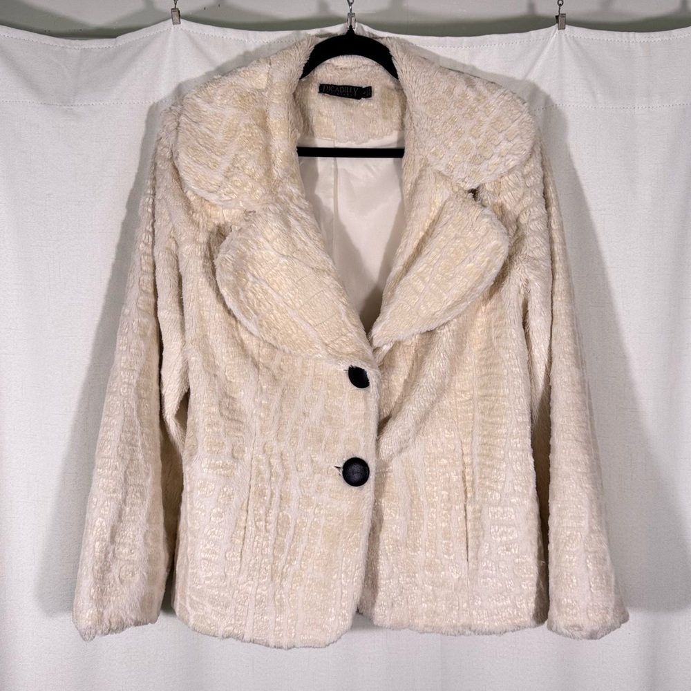 Piccadilly Cream Faux Fur Textured Coat